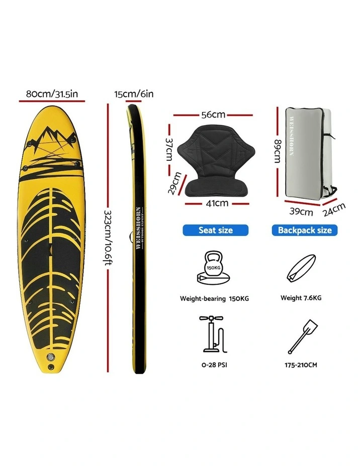 Inflatable Stand Up Paddle Board in Yellow