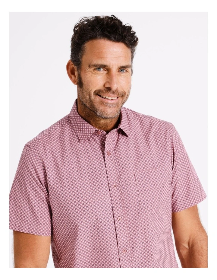 Duke Short Sleeve Print Shirt in Pink