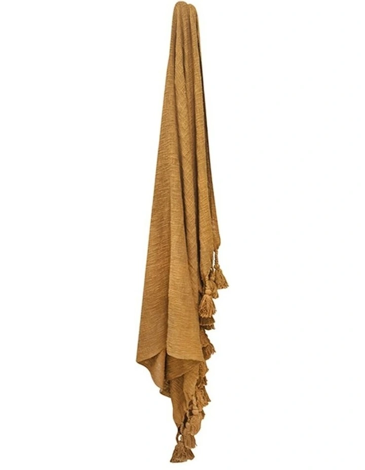 Neo Giant Tassels Cotton Throw Blanket in Brown