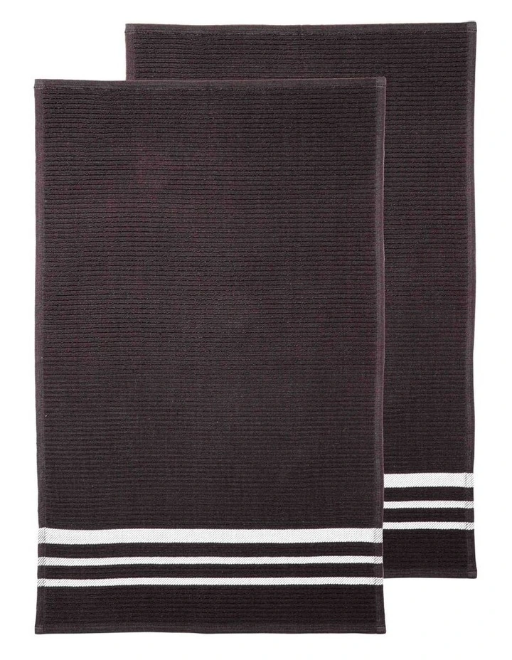 Terry Kitchen Towel 2 Pack in Black
