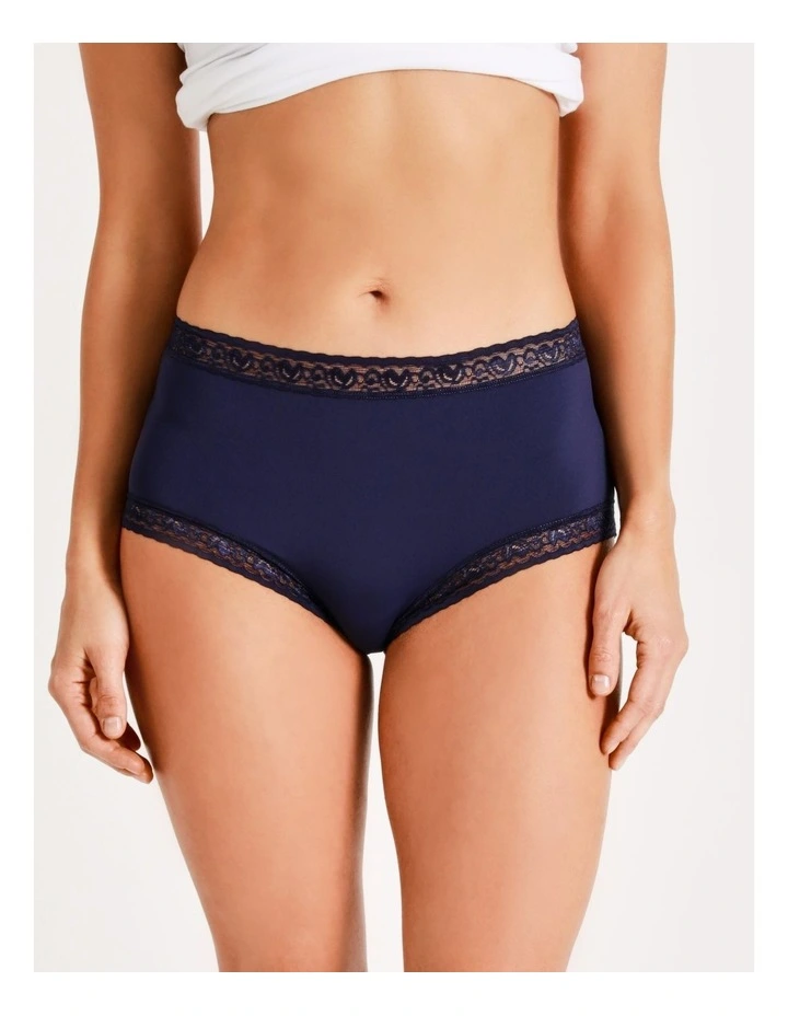 Smooth Lace Full Brief in Navy