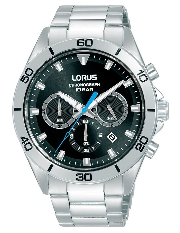 Chronograph Stainless Steel Case Watch in Silver