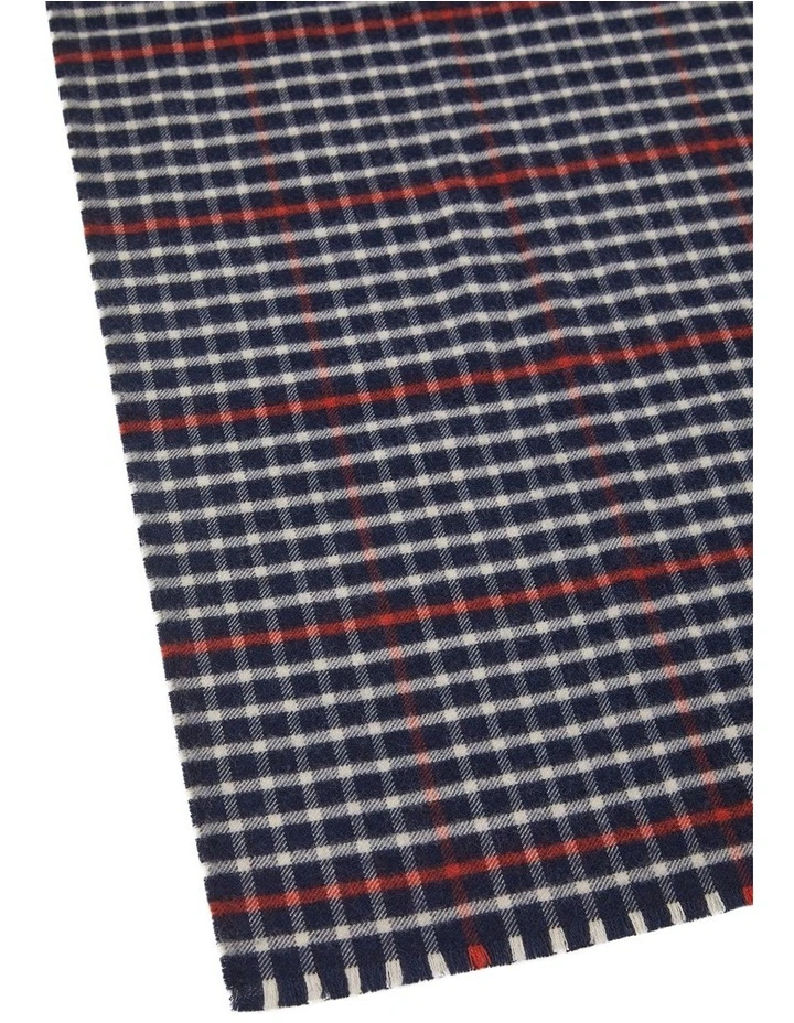 Keiran Wool Check Scarf in Blue Multi