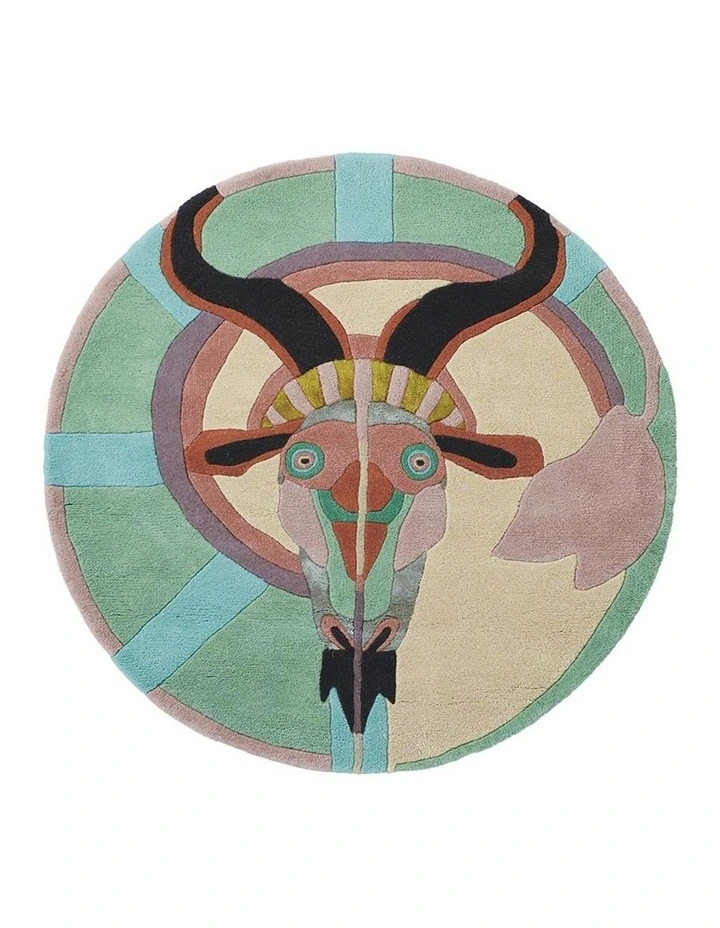 Zodiac Capricorn Round Rug In Multi