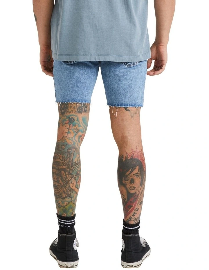 Frayed Denim Shorts in Vintage Blue
