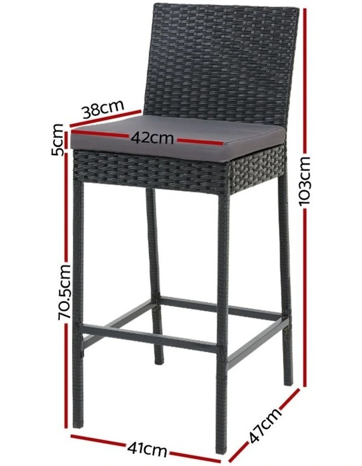Outdoor Bar Stools Dining Chairs Rattan Furniture X4