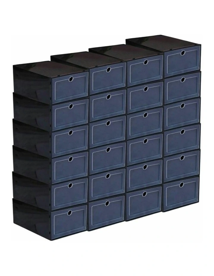 Shoe Box DIY Stackable Storage Organiser 24pcs in Black