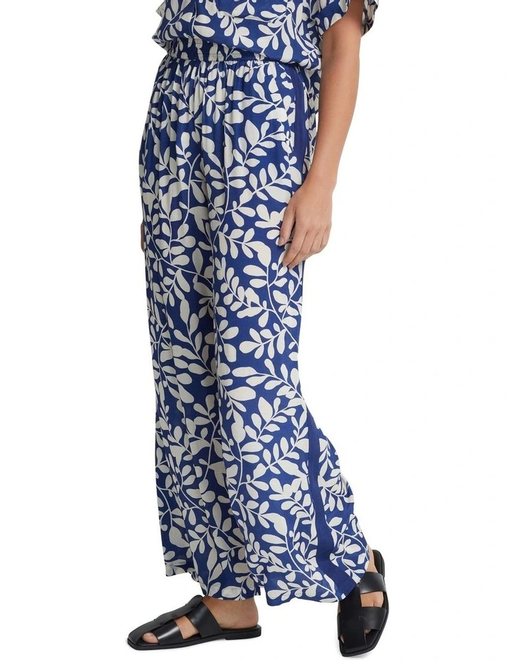 Chantel Pants With Sideleg Tape in Blue/Ecru
