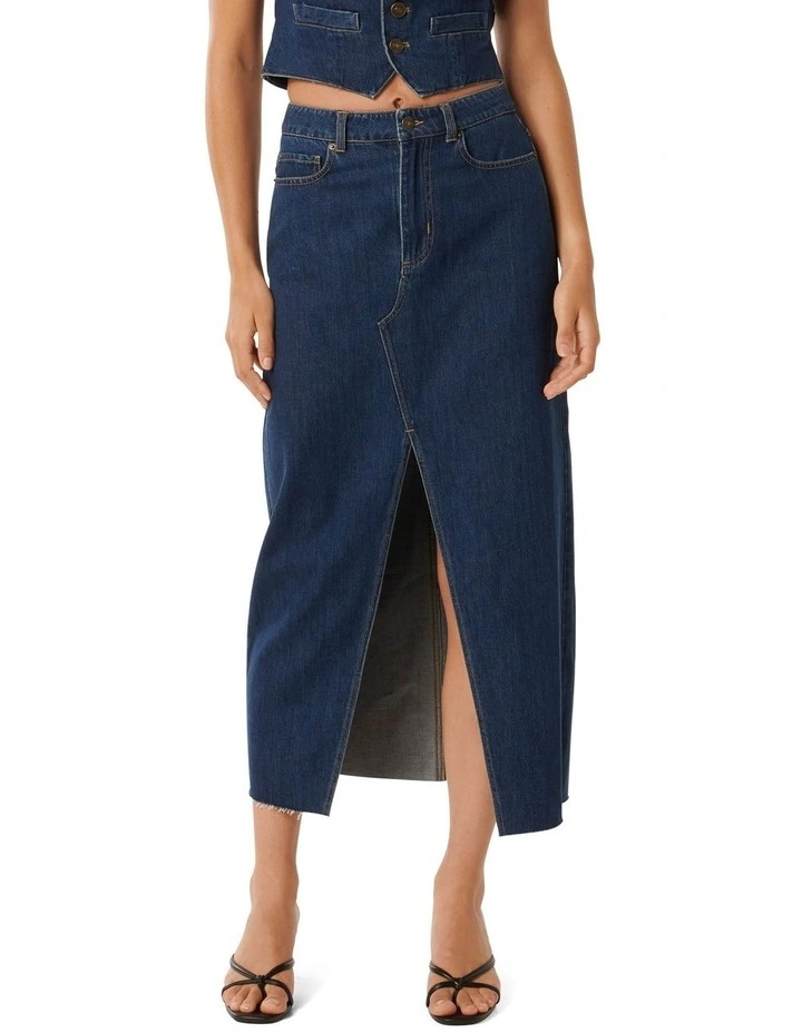 Dallas Midaxi Skirt in Blue