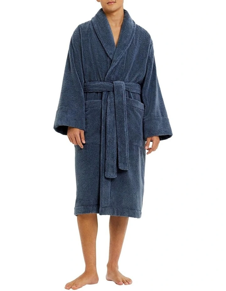 Aven Towelling Robe in Indigo