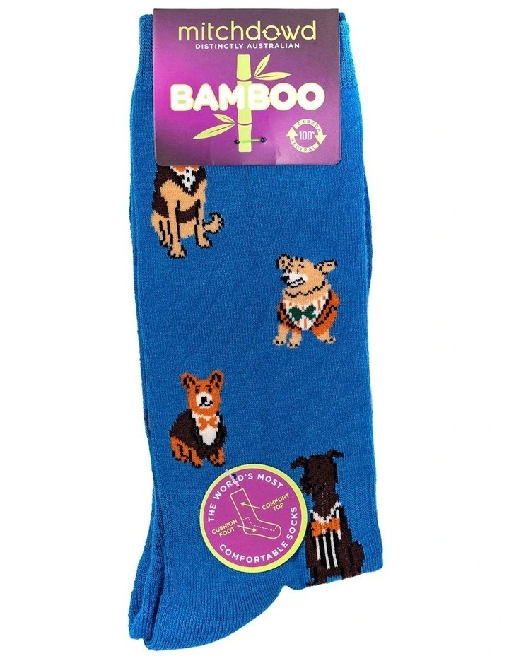 Professor Dog Bamboo Comfort Crew Socks in Sky Blue
