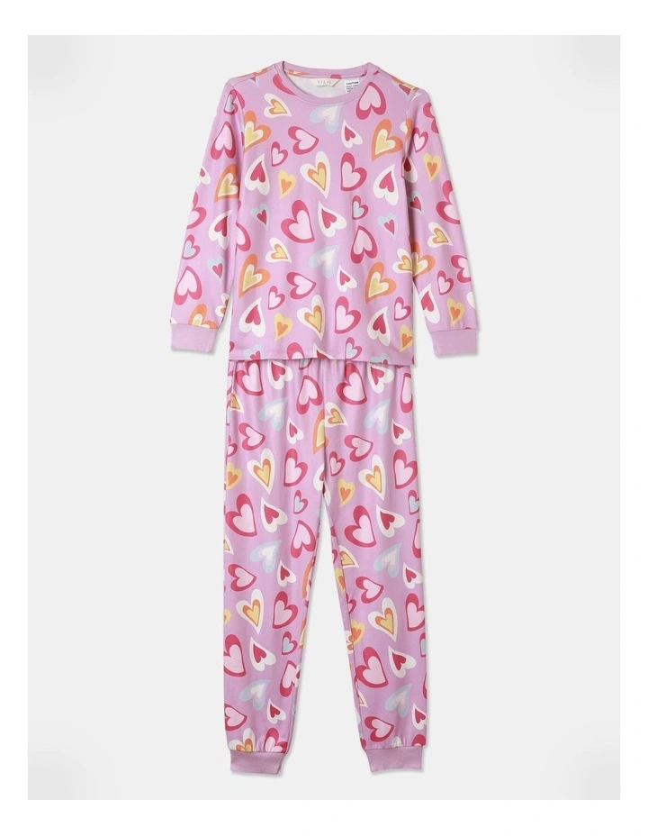 Hearts Pyjama Set in Light Purple