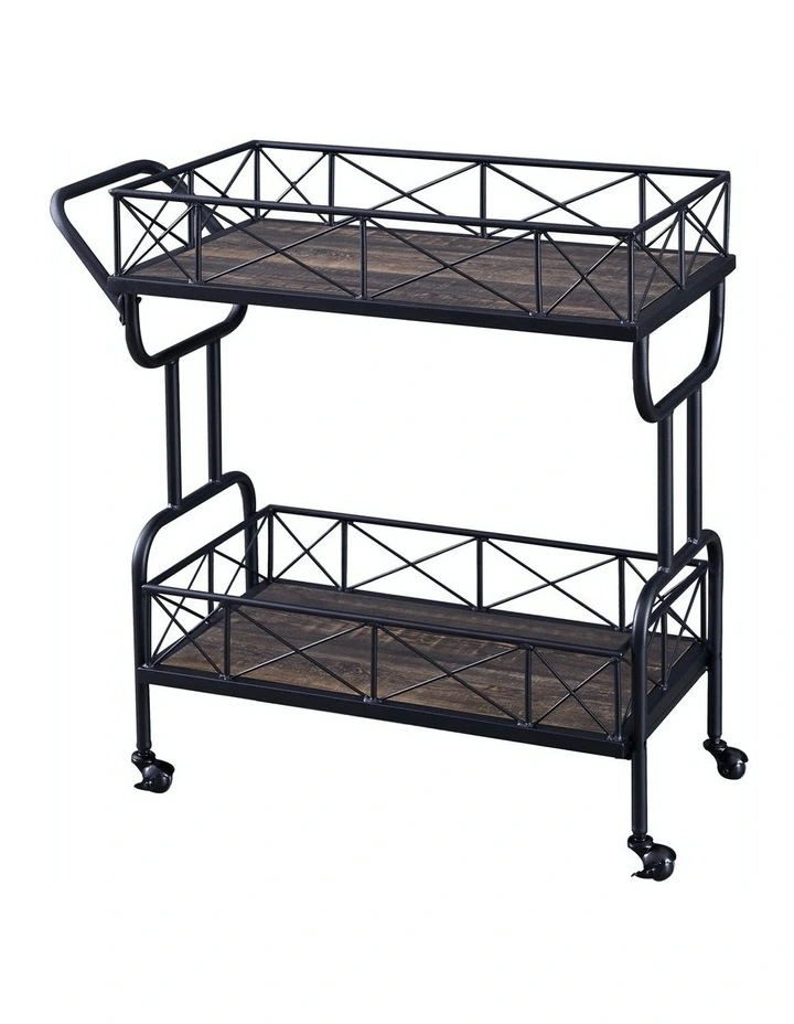 Drink Trolley Wood and Metal Bar Carts Vintage Grey