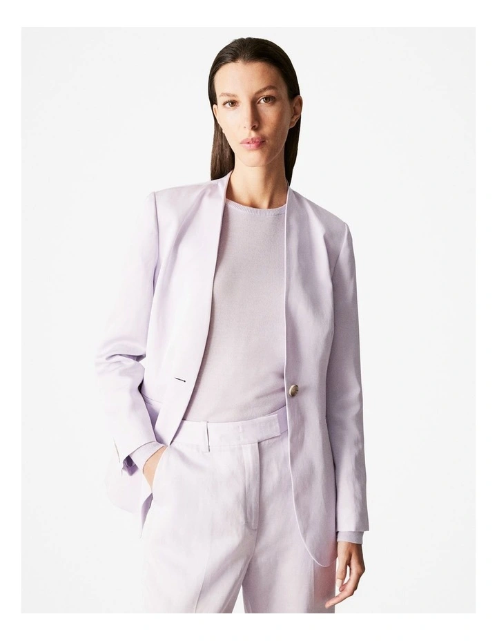 Collarless Blazer in Lilac