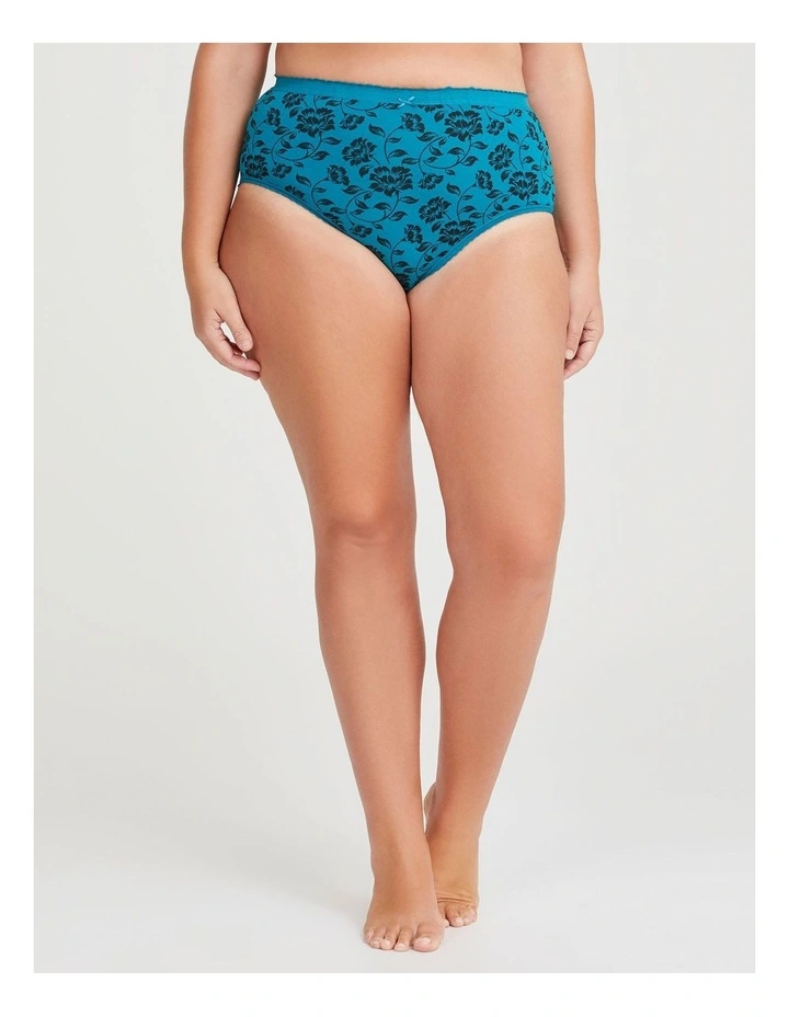 Cotton Teal Floral Briefs 5 Pack in Multi