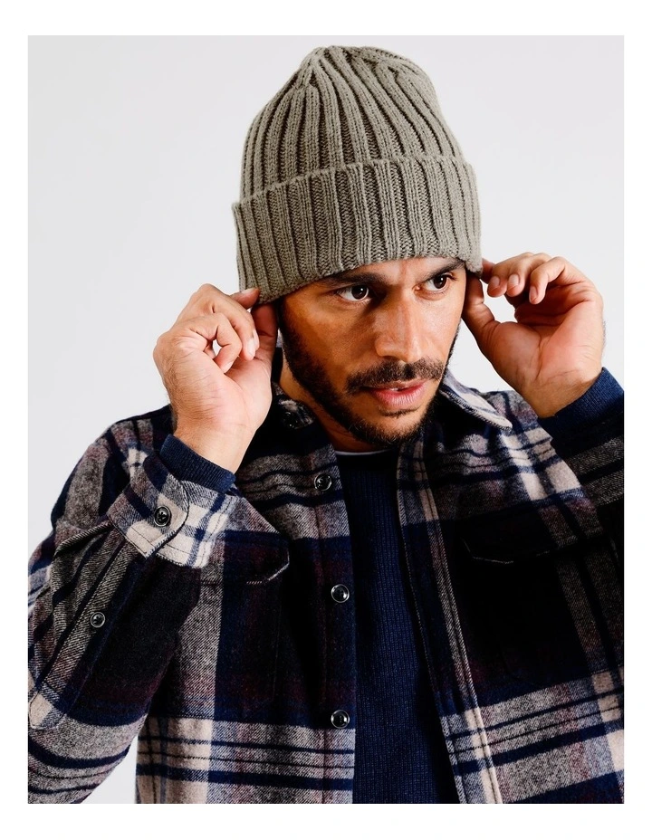 Chunky Rib Beanie in Beige