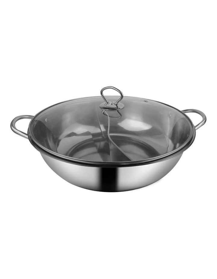 Twin Mandarin Duck Hot Pot Induction Cookware Lid 36cm in Silver