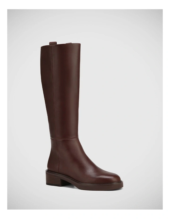 Gretta Leather Long Boot in Hickory