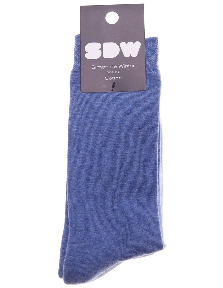 2 Pack Cotton Comfort Crew Socks in Blue