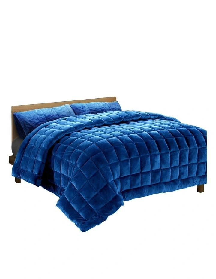 Faux Mink Quilt Fleece King in Teal