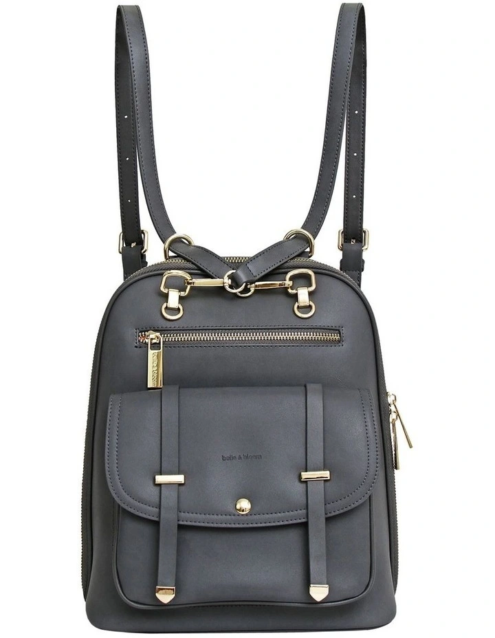 5th Ave Leather Backpack in Charcoal
