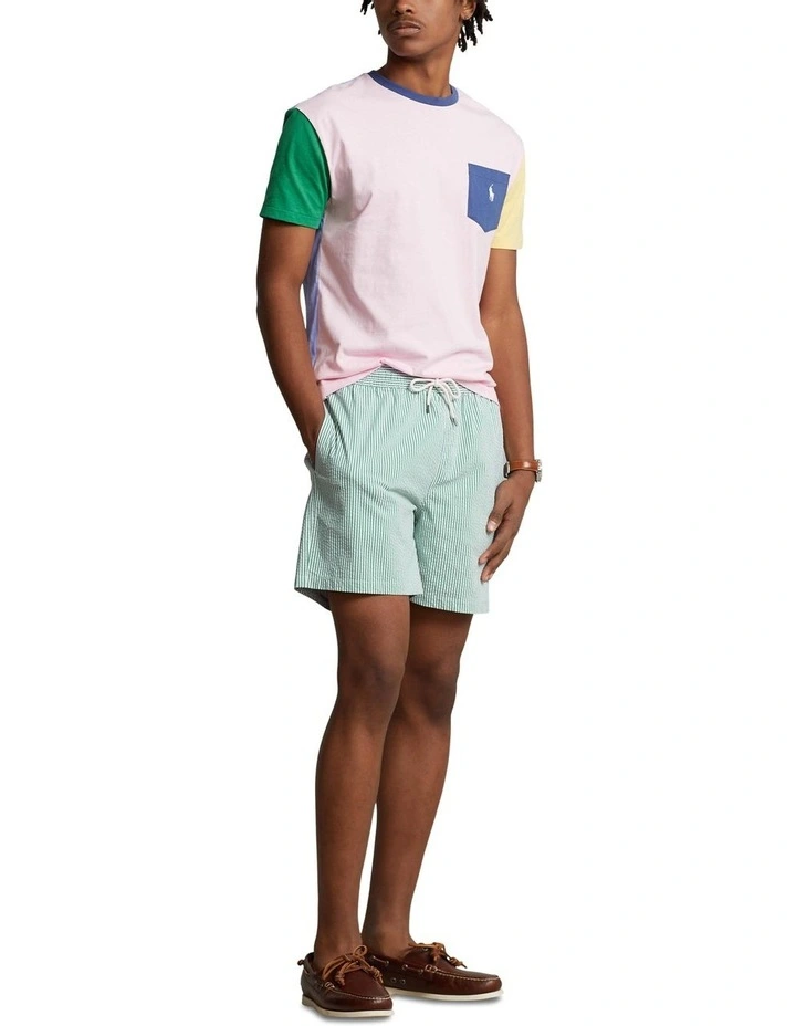 Traveler Seersucker Swim Short in Primary Green Seersu