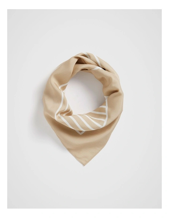 Print Square Scarf in Champagne Beige