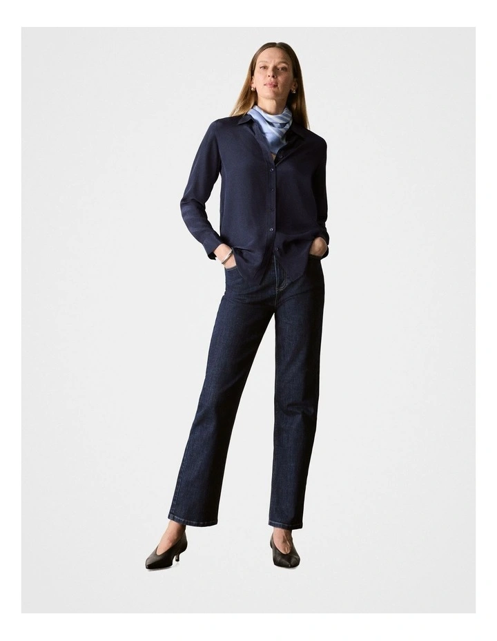Classic Silk Shirt in Night Sky