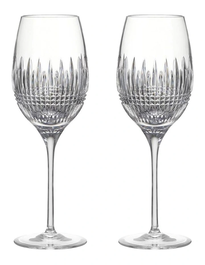 Lismore Diamond Essence White Wine 460ml Pair in Clear