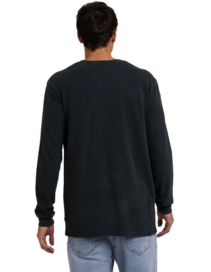 Pique Long Sleeve Tee in Black