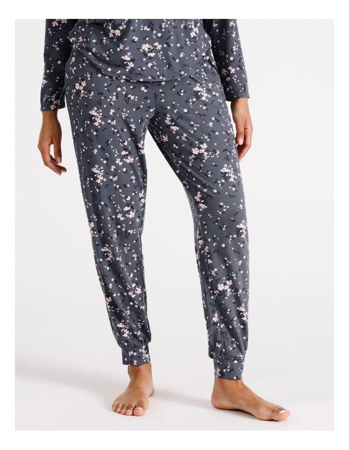 Jersey Knit Pant in Navy Floral