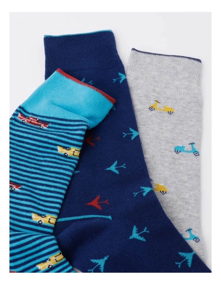 3 Pack From A to B Socks in Assorted