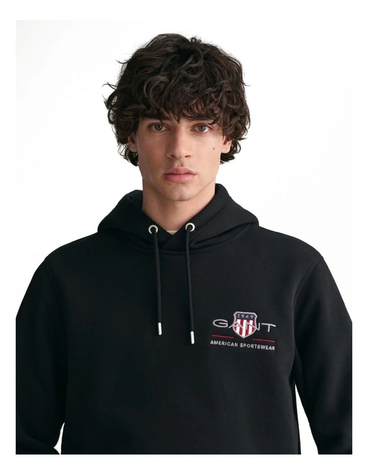 Medium Archive Shield Hoodie in Black