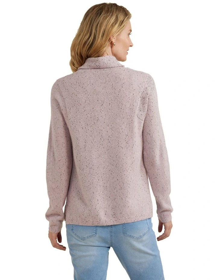 Drape Neck Jumper in Dusty Pink