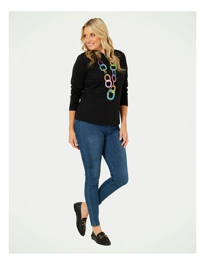 Essential Long Sleeve Skivvy Top in Black