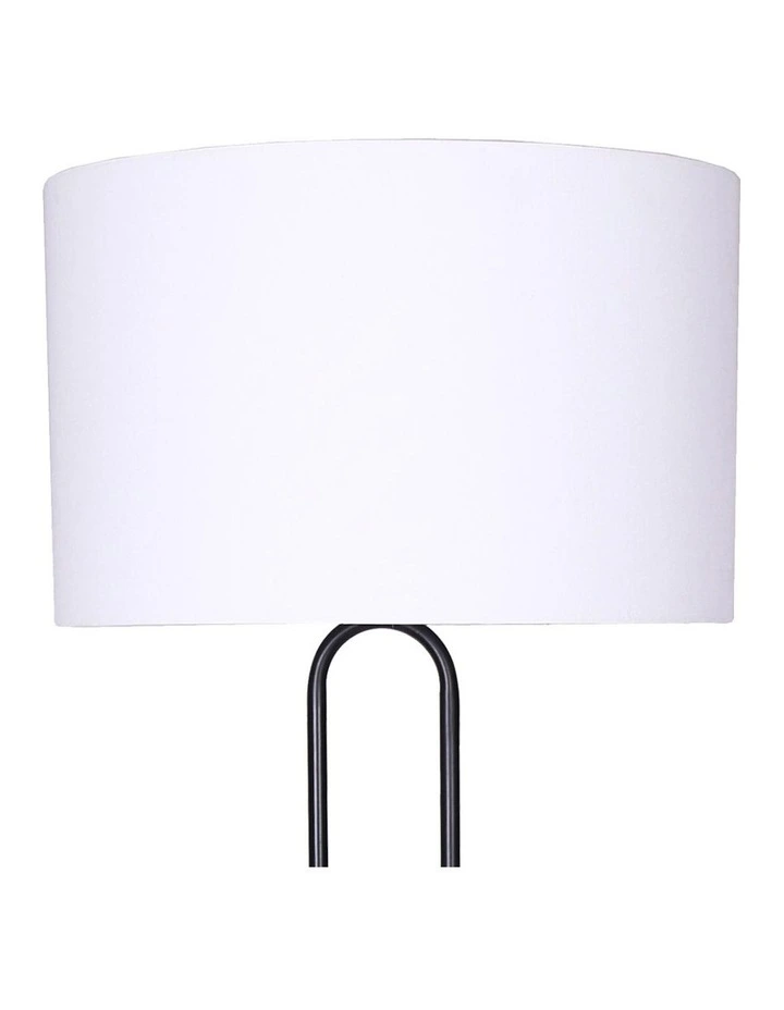 Metal Height-Adjustable Floor Lamp Matte With Drum Shade Black