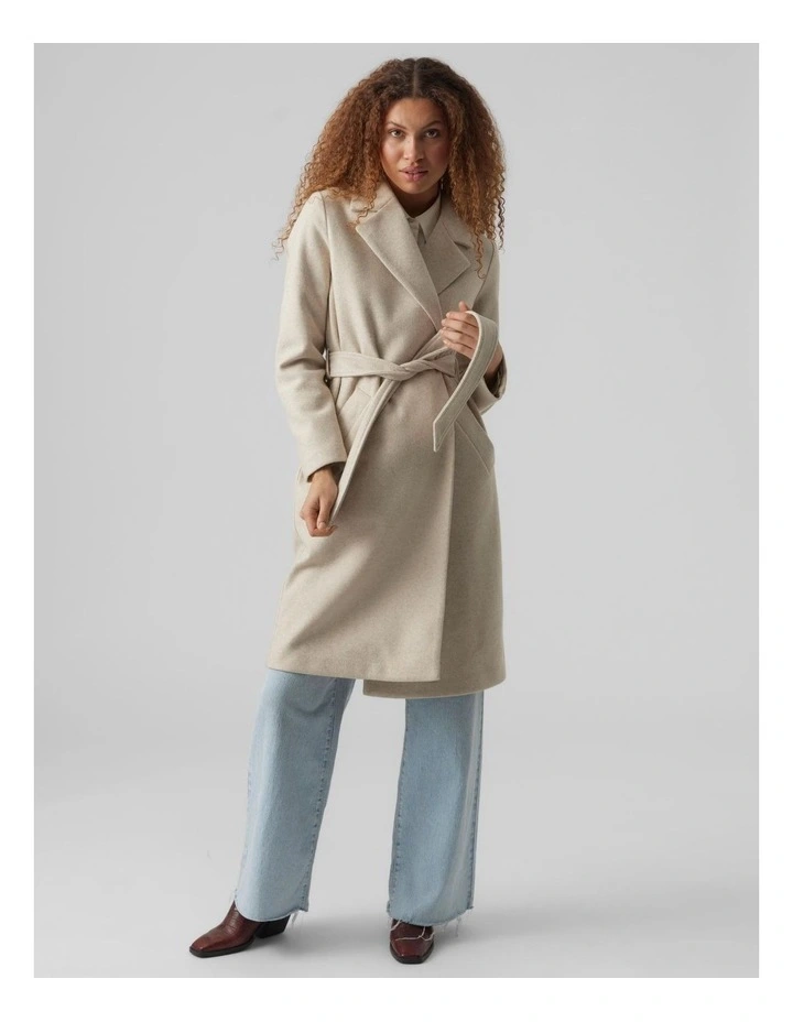 Fortuneaya Long Coat in Oatmeal Melange