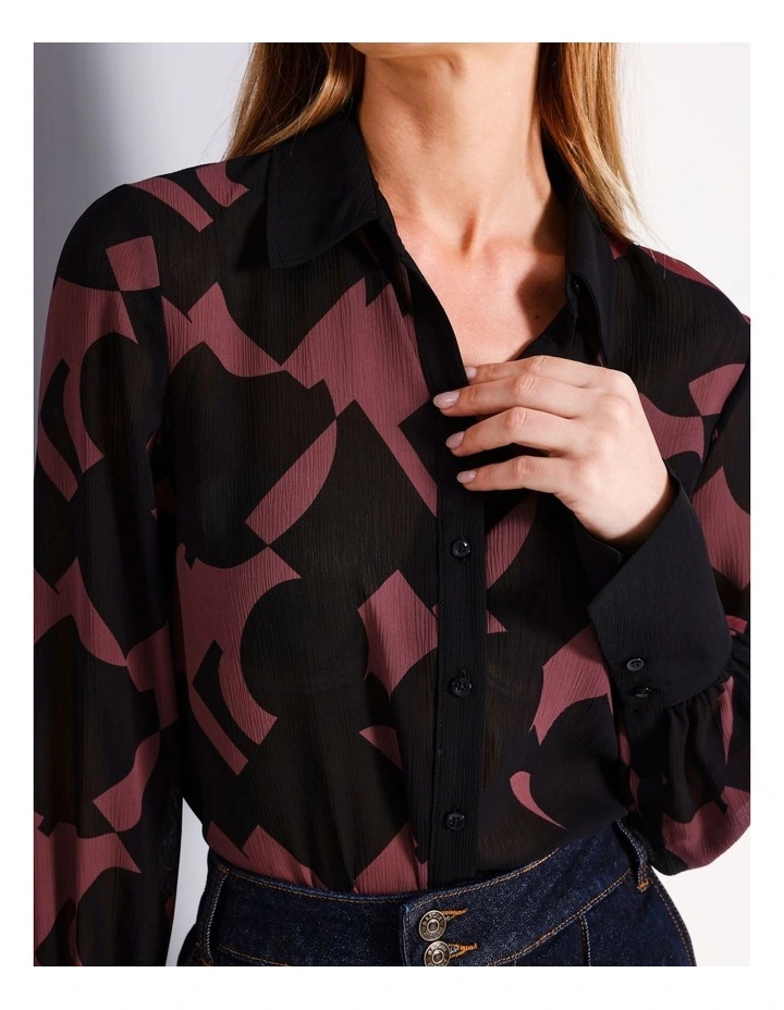 Recycled Polyester Sheer Printed Shirt in Assorted