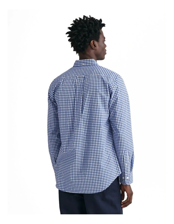 Regular Fit Gingham Poplin Shirt in College Blue