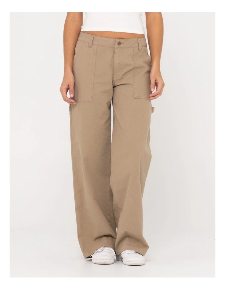 Billie Low Wide Canvas Carpenter Pant in Brown