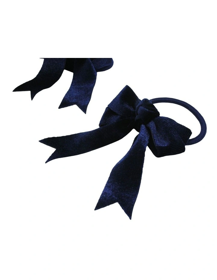 Bow Hair Ties 2 Pack in Navy
