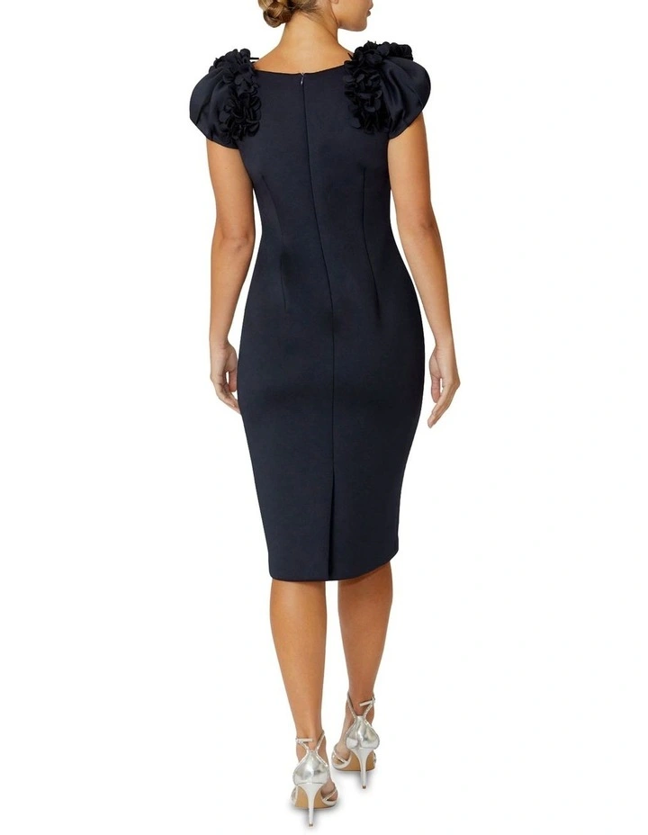 Petal Scuba Dress in Navy