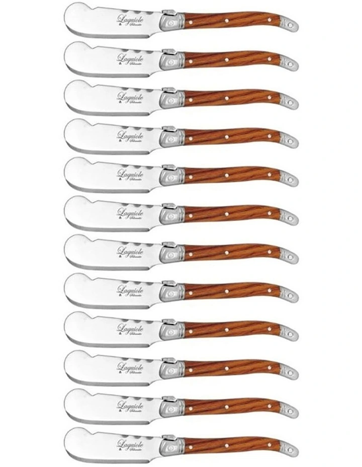Stainless Steel Pate Knife Set 15.5cm 12 Piece in Brown