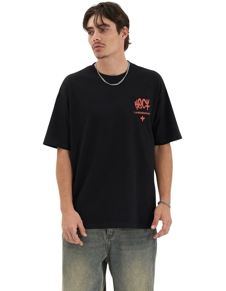 Blessing Heavy Box Fit Tee in Jet Black