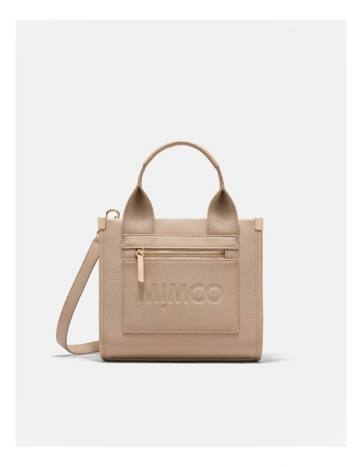 Patch Leather Mini Tote Bag in Waffle