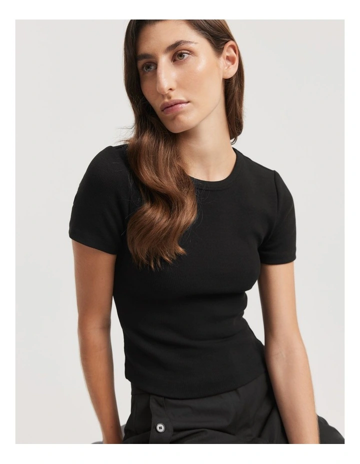 Australian Cotton Crop Fitted T-Shirt in Black