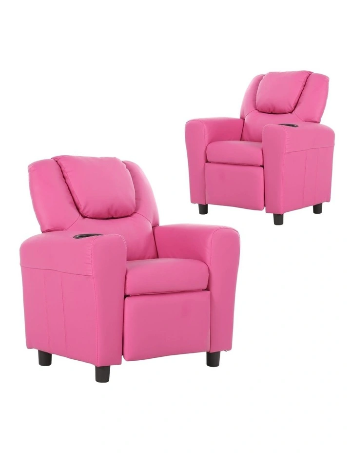 Oliver Recliner Arm Chair Sofas Set of 2 in Pink