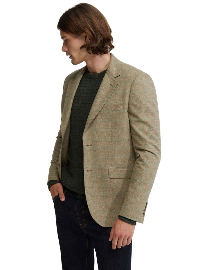 Blake Wool Rich Check Blazer in Camel