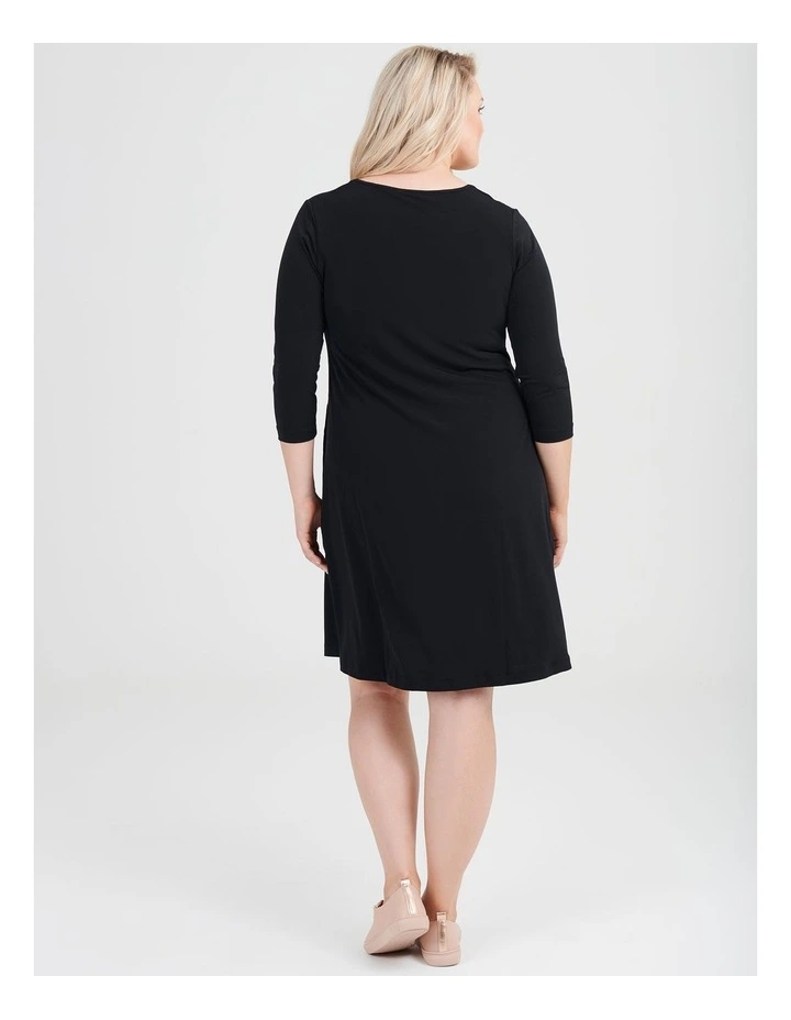 Luna Ultimate 3/4 Sleeve Dress in Black