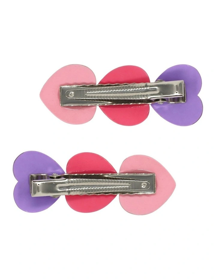 Glitter Hearts Alligator Hair Clips in Multi
